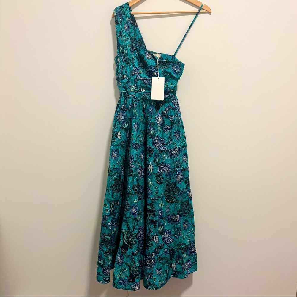 Ulla Johnson Ellie One‑Shoulder Midi Dress Jade - Picture 2 of 16